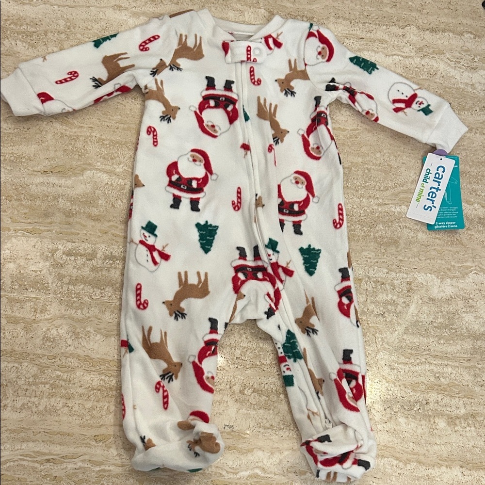 NEW 🆕 Christmas Carter's Santa and Reindeer Holiday Footie Pyjama 3-6 months